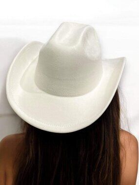 White Western Wide Brim Suede Cowboy Hat